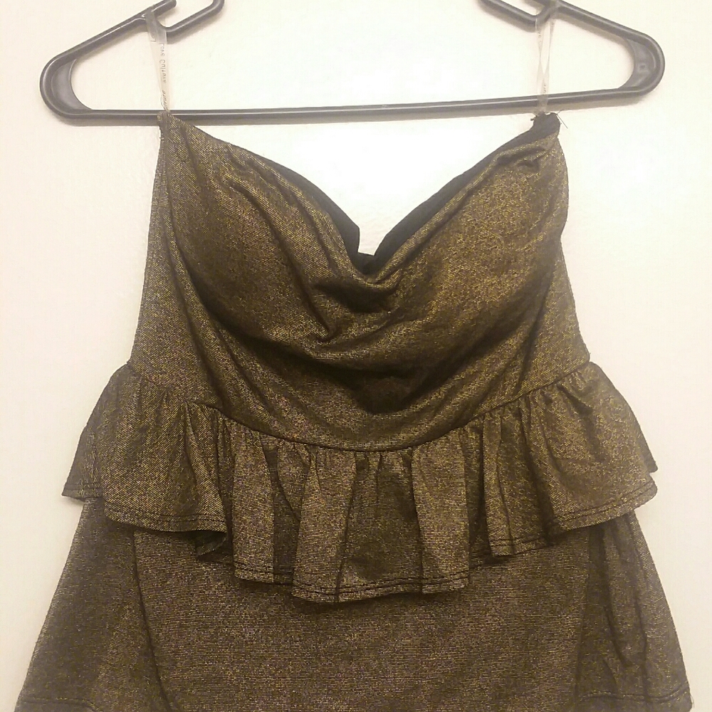 Love culture gold sparkle strapless tube top